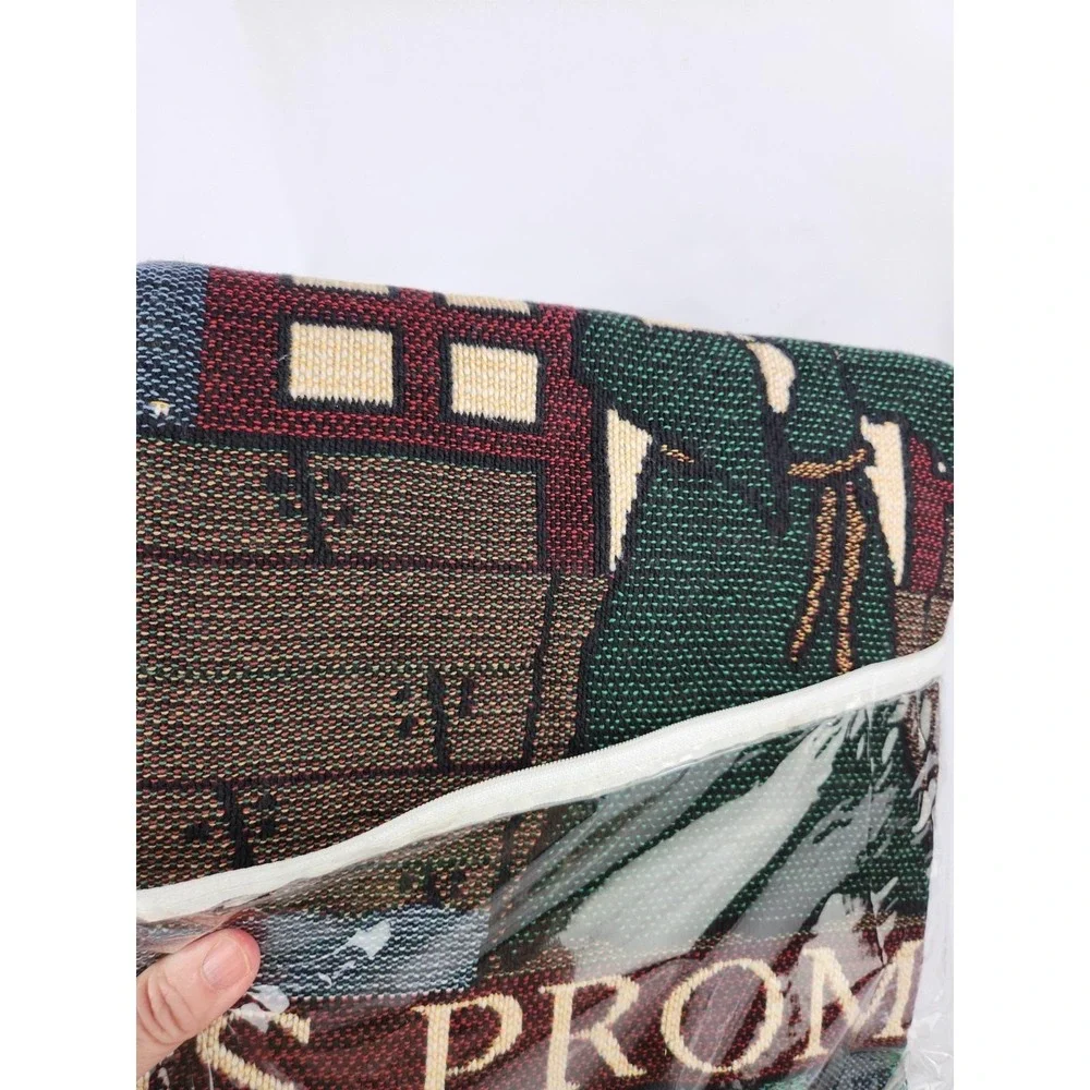 NEW Vintage Noahs Ark God Keeps His Promises Tapestry Fringe Throw Blanket Bible